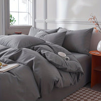 Thumbnail for Dark Grey Microfiber Duvet Cover Set with Zipper