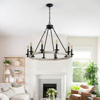 Thumbnail for Rustic Farmhouse 10-Light Candle Chandelier