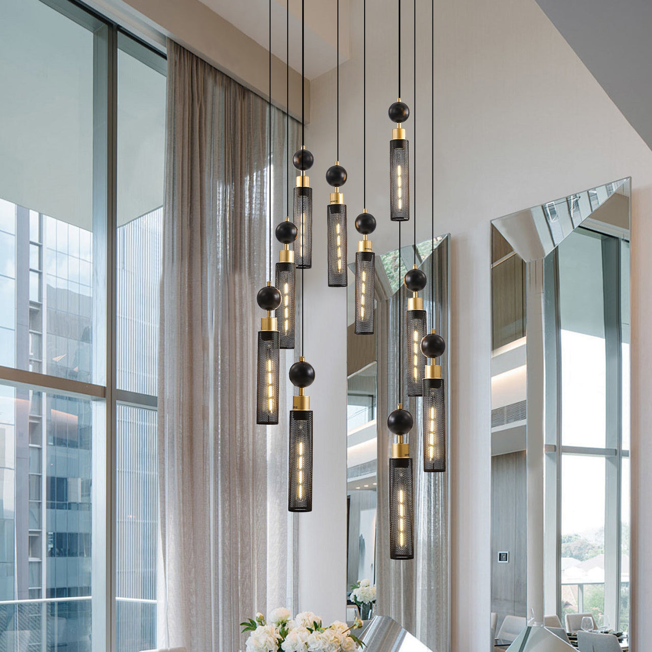 Modern Industrial Multi-Light Pendant Chandelier