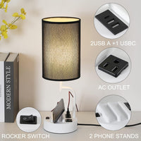 Thumbnail for Table Lamp with 3 USB Charging Ports with AC Outlet