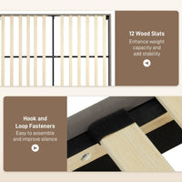 Thumbnail for HOMCOM King Size Bed Frame, With Velvet-Feel Headboard