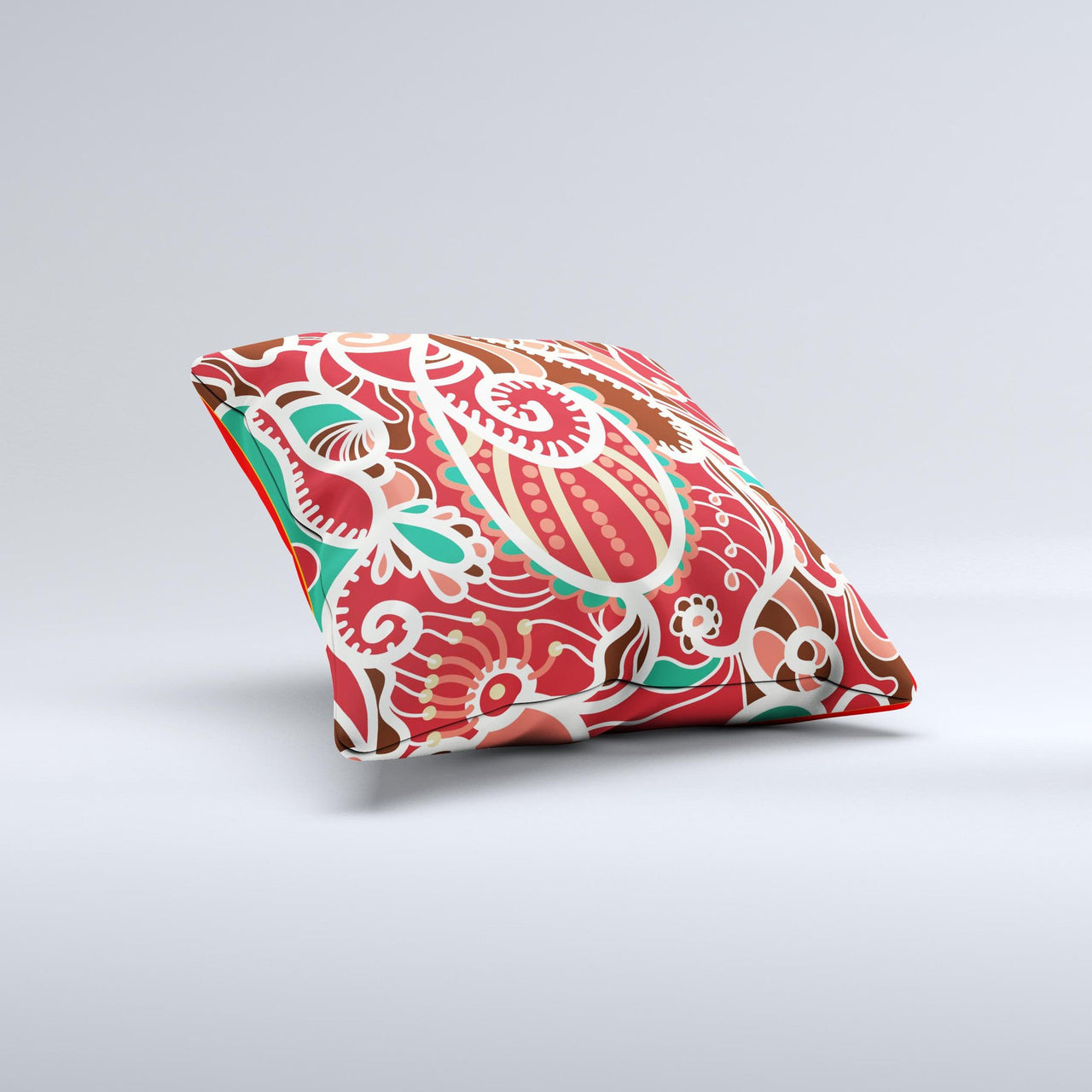 Abstract Red Green Vector Pattern Ink-Fuzed Decorative Throw Pillow
