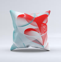 Thumbnail for Abstract Teal & Red Love Connect ink-Fuzed Decorative Throw Pillow