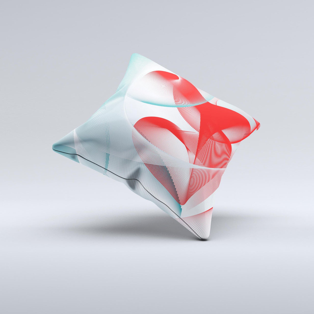 Abstract Teal & Red Love Connect ink-Fuzed Decorative Throw Pillow