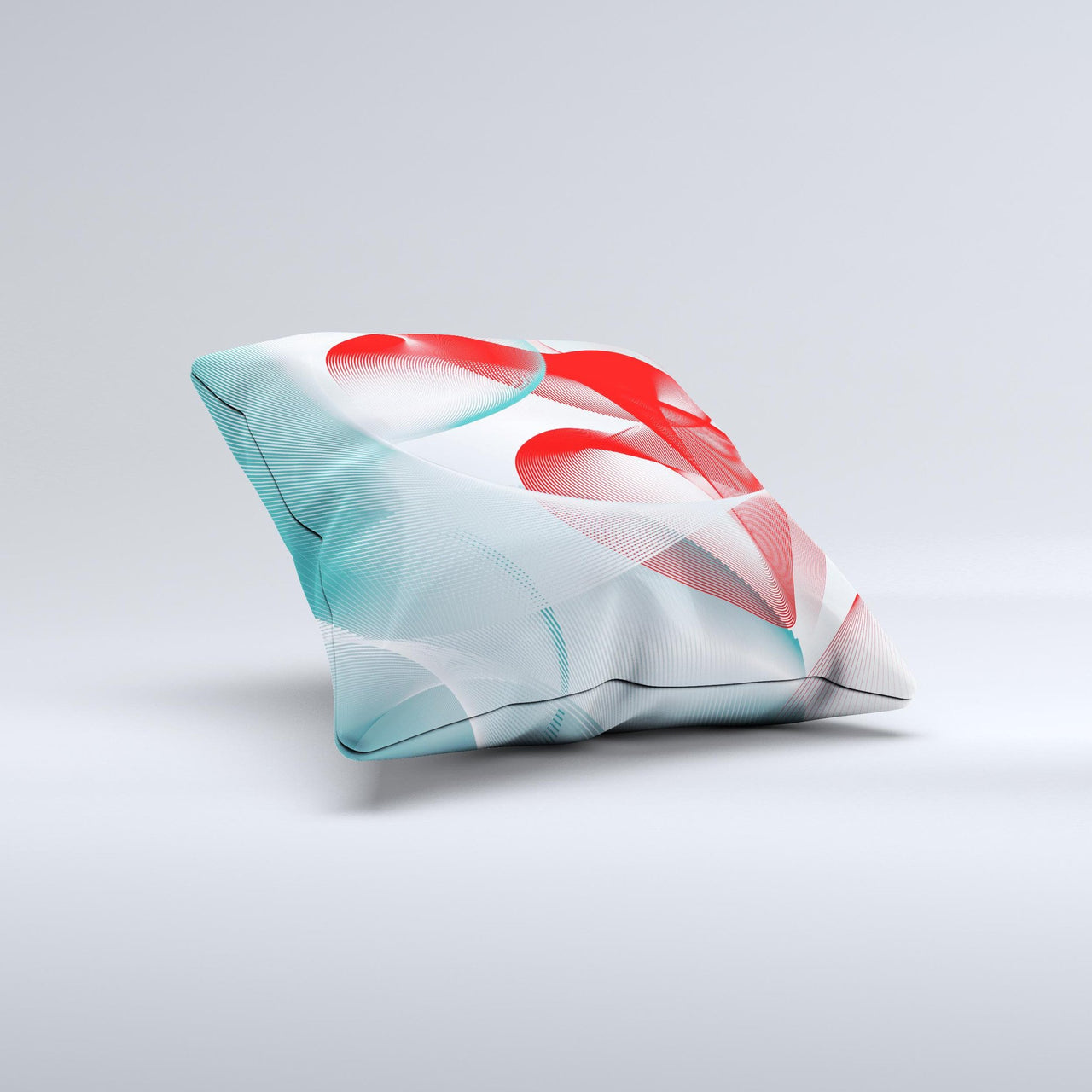 Abstract Teal & Red Love Connect ink-Fuzed Decorative Throw Pillow