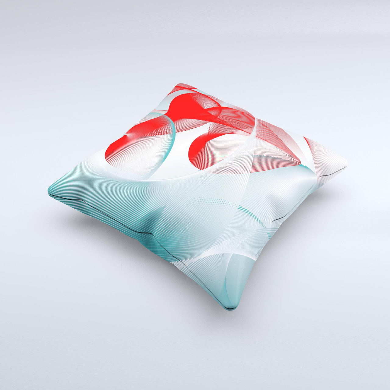 Abstract Teal & Red Love Connect ink-Fuzed Decorative Throw Pillow