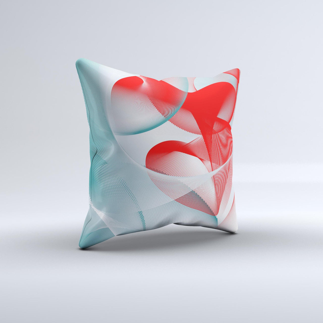 Abstract Teal & Red Love Connect ink-Fuzed Decorative Throw Pillow