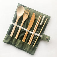 Thumbnail for Bamboo Cutlery Set | Zero Waste Reusable | Washable Organic Cotton