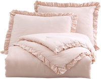 Thumbnail for King Oversized Pink Ruffled Edge Microfiber Comforter Set