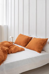 Thumbnail for White linen flat bedsheet