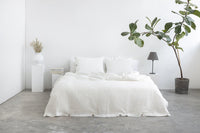 Thumbnail for White linen duvet cover with coconut buttons