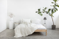 Thumbnail for White linen duvet cover with coconut buttons