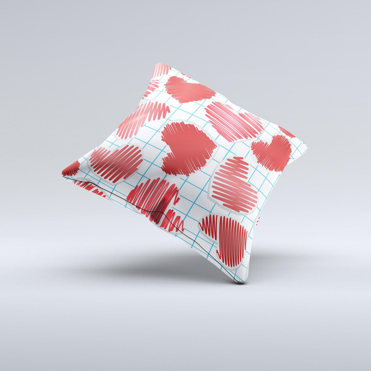 Doodle-Hearts ink-Fuzed Decorative Throw Pillow