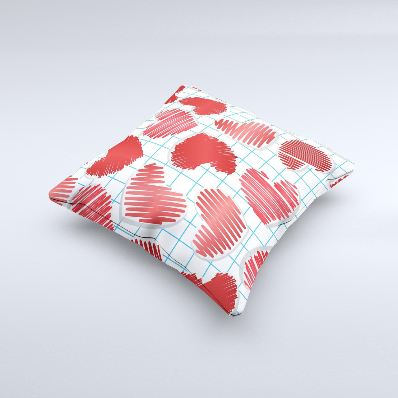 Doodle-Hearts ink-Fuzed Decorative Throw Pillow