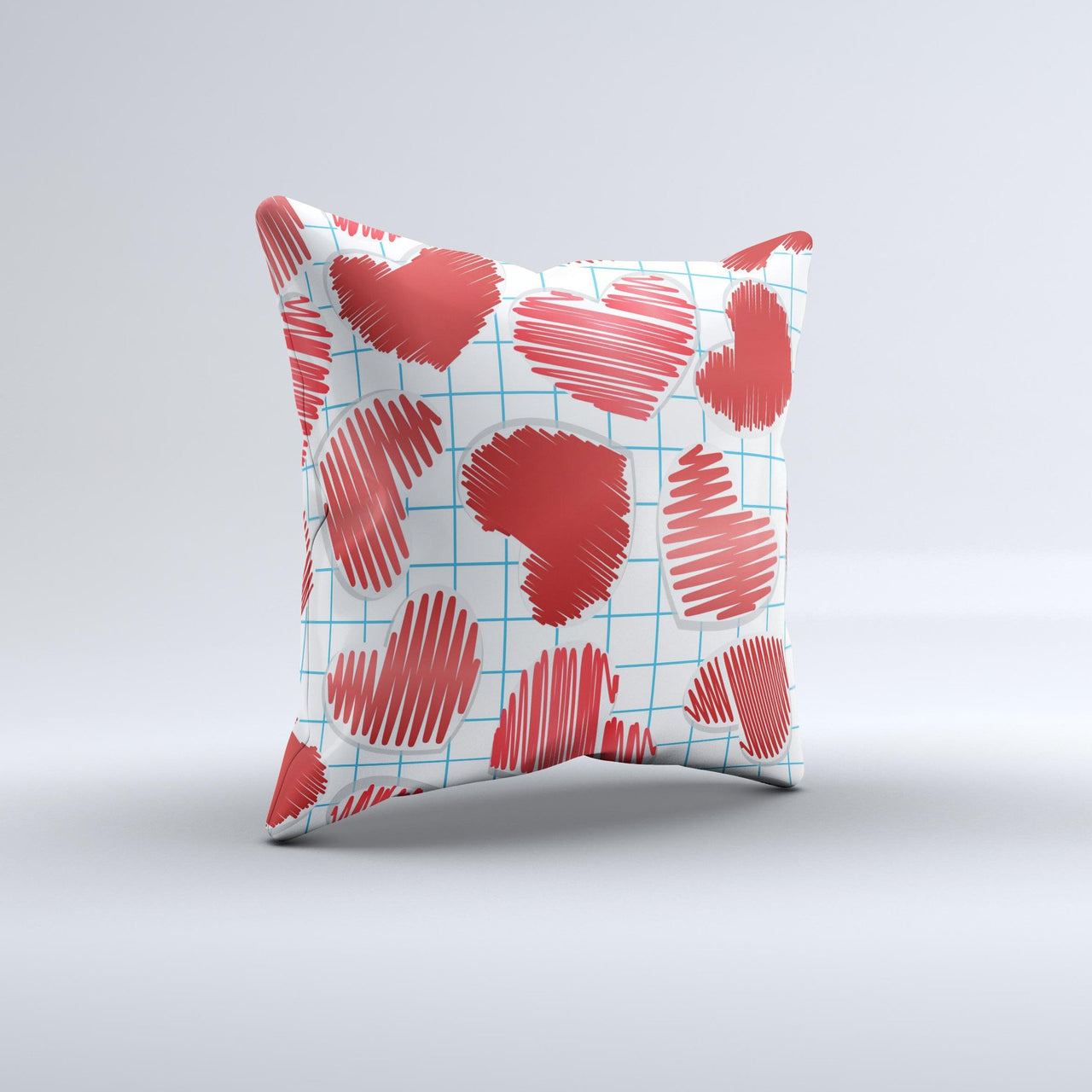 Doodle-Hearts ink-Fuzed Decorative Throw Pillow
