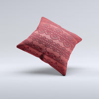 Thumbnail for Dark Red Highlighted Lace Pattern ink-Fuzed Decorative Throw Pillow