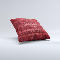 Thumbnail for Dark Red Highlighted Lace Pattern ink-Fuzed Decorative Throw Pillow