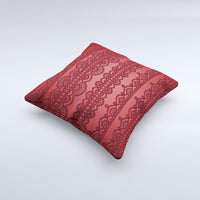 Thumbnail for Dark Red Highlighted Lace Pattern ink-Fuzed Decorative Throw Pillow