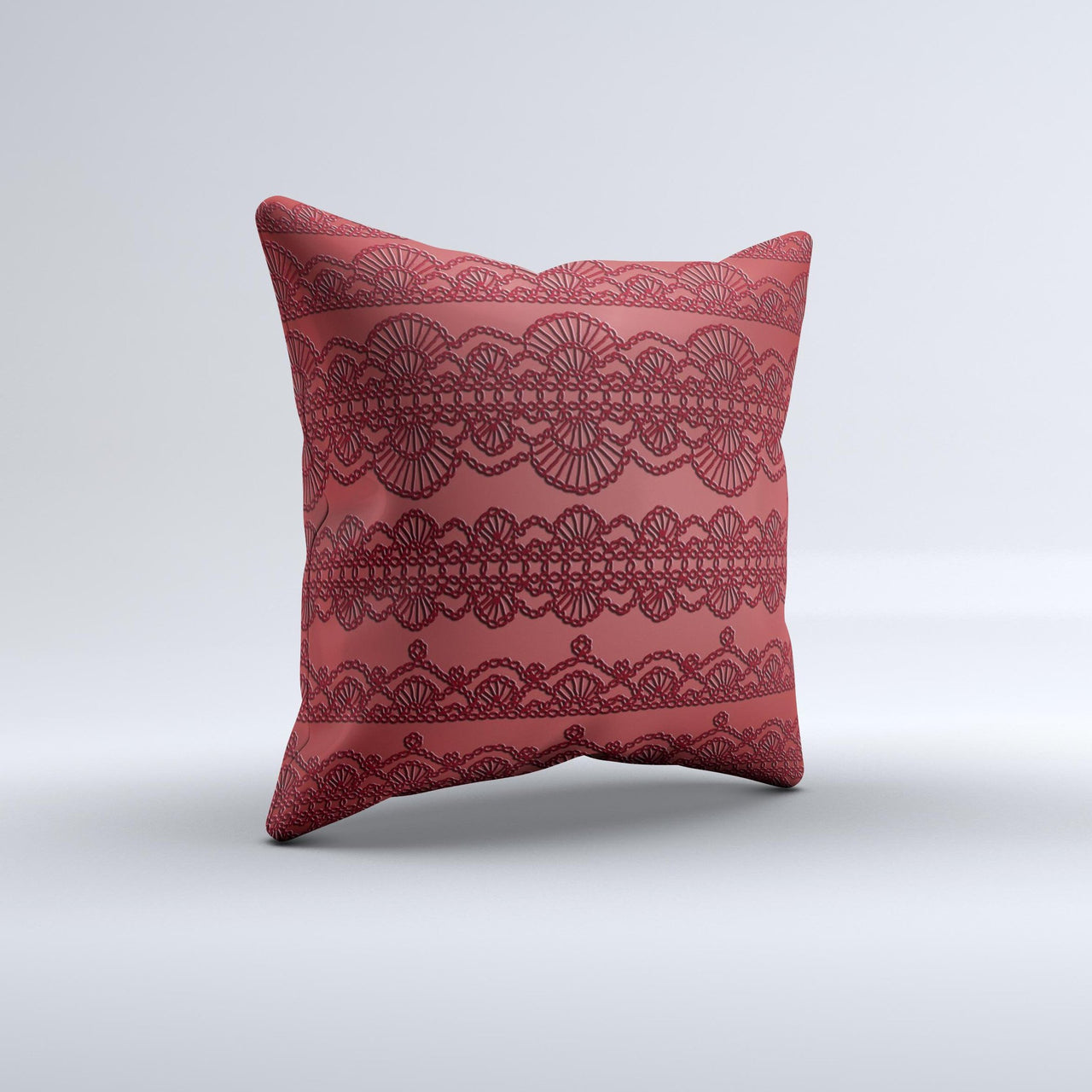 Dark Red Highlighted Lace Pattern ink-Fuzed Decorative Throw Pillow