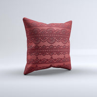 Thumbnail for Dark Red Highlighted Lace Pattern ink-Fuzed Decorative Throw Pillow