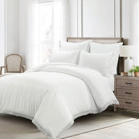 Thumbnail for White 5-Piece Lightweight Comforter Set with Lace Trim
