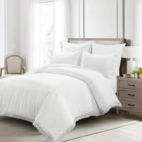 Thumbnail for White 5-Piece Lightweight Comforter Set with Lace Trim