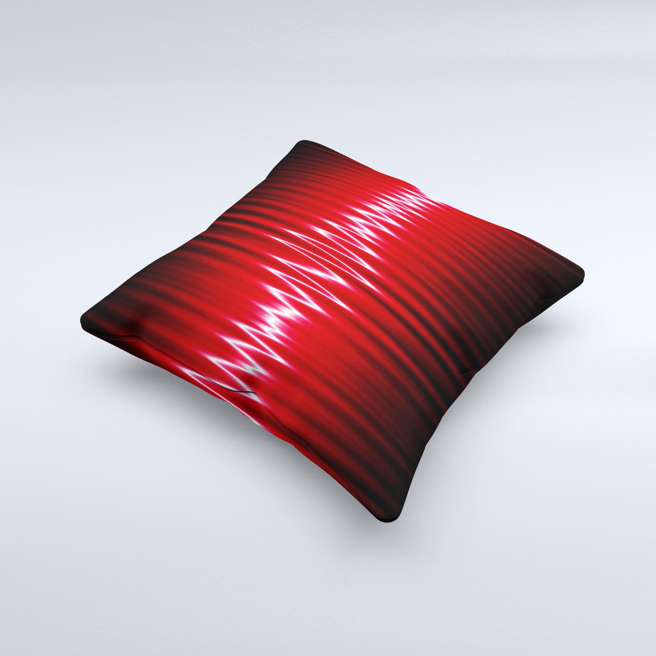 Glowing Red Wiggly Line Ink-Fuzed Decorative Throw Pillow