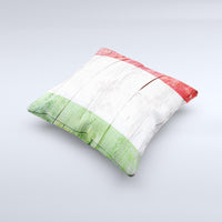 Thumbnail for Green White and Red Flag Wood Ink-Fuzed Decorative Throw Pillow
