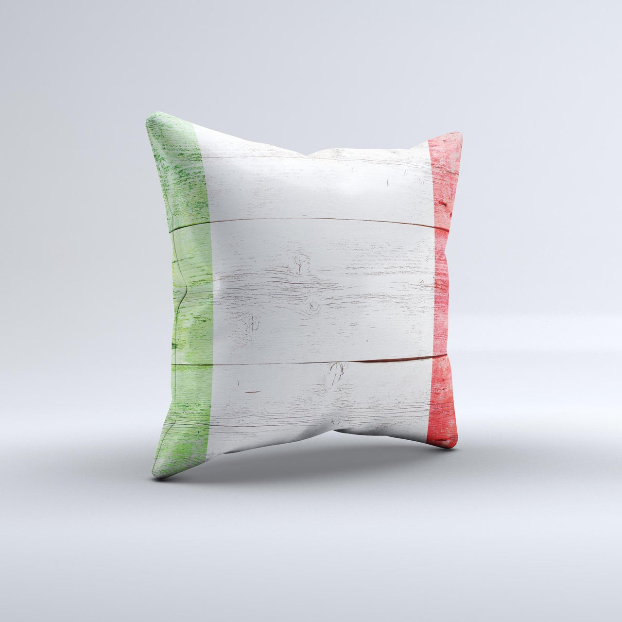 Green White and Red Flag Wood Ink-Fuzed Decorative Throw Pillow