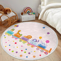 Animal Train Kids Room Round Rug