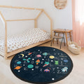 Alphabet With Space Design Kids Room Round Rug