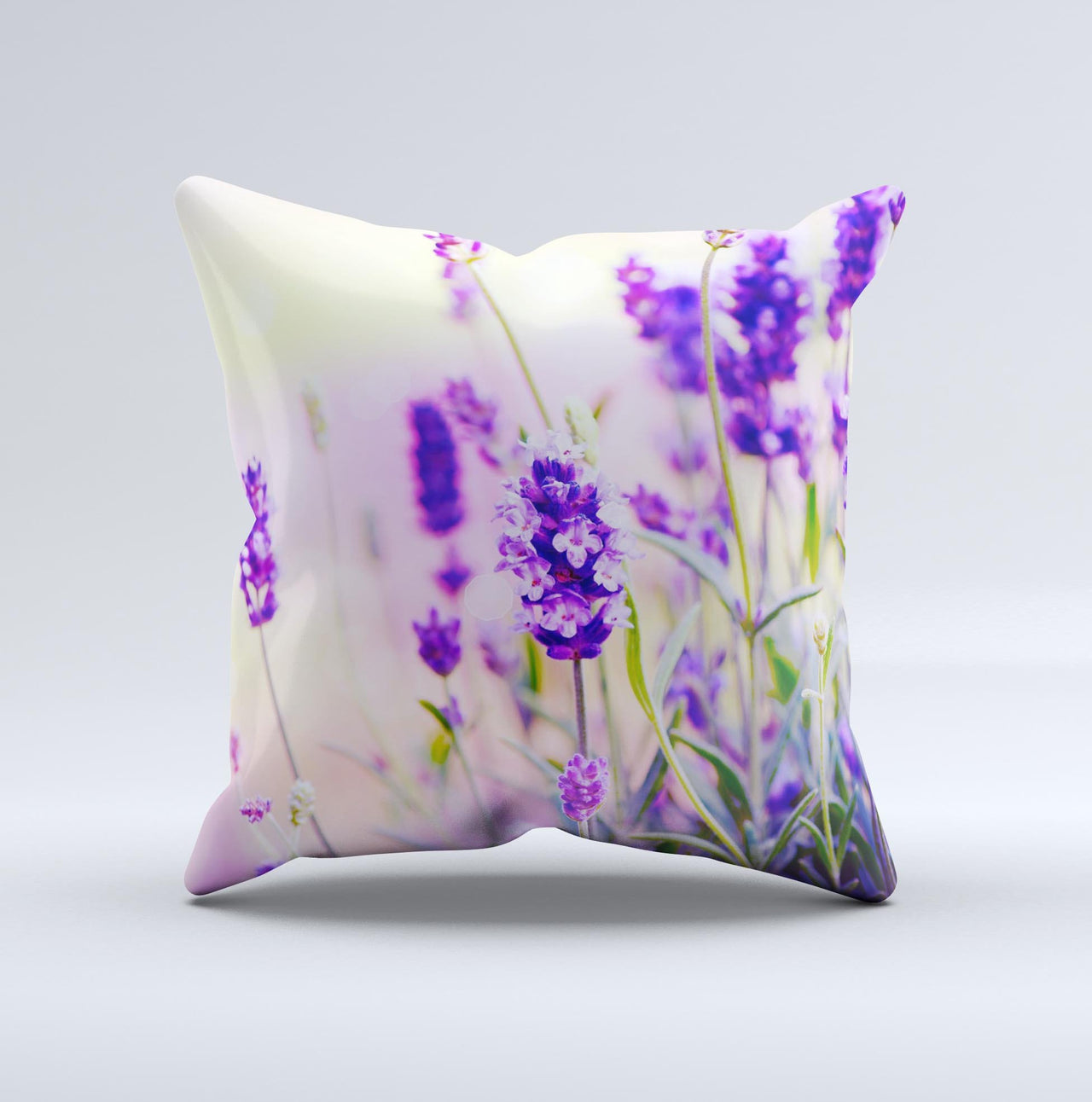 Lavender Flower Bed ink-Fuzed Decorative Throw Pillow