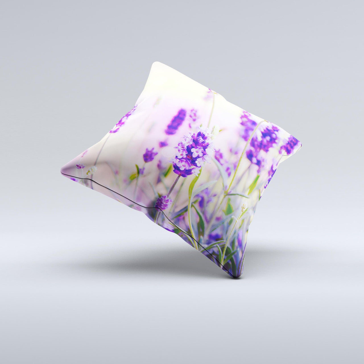 Lavender Flower Bed ink-Fuzed Decorative Throw Pillow