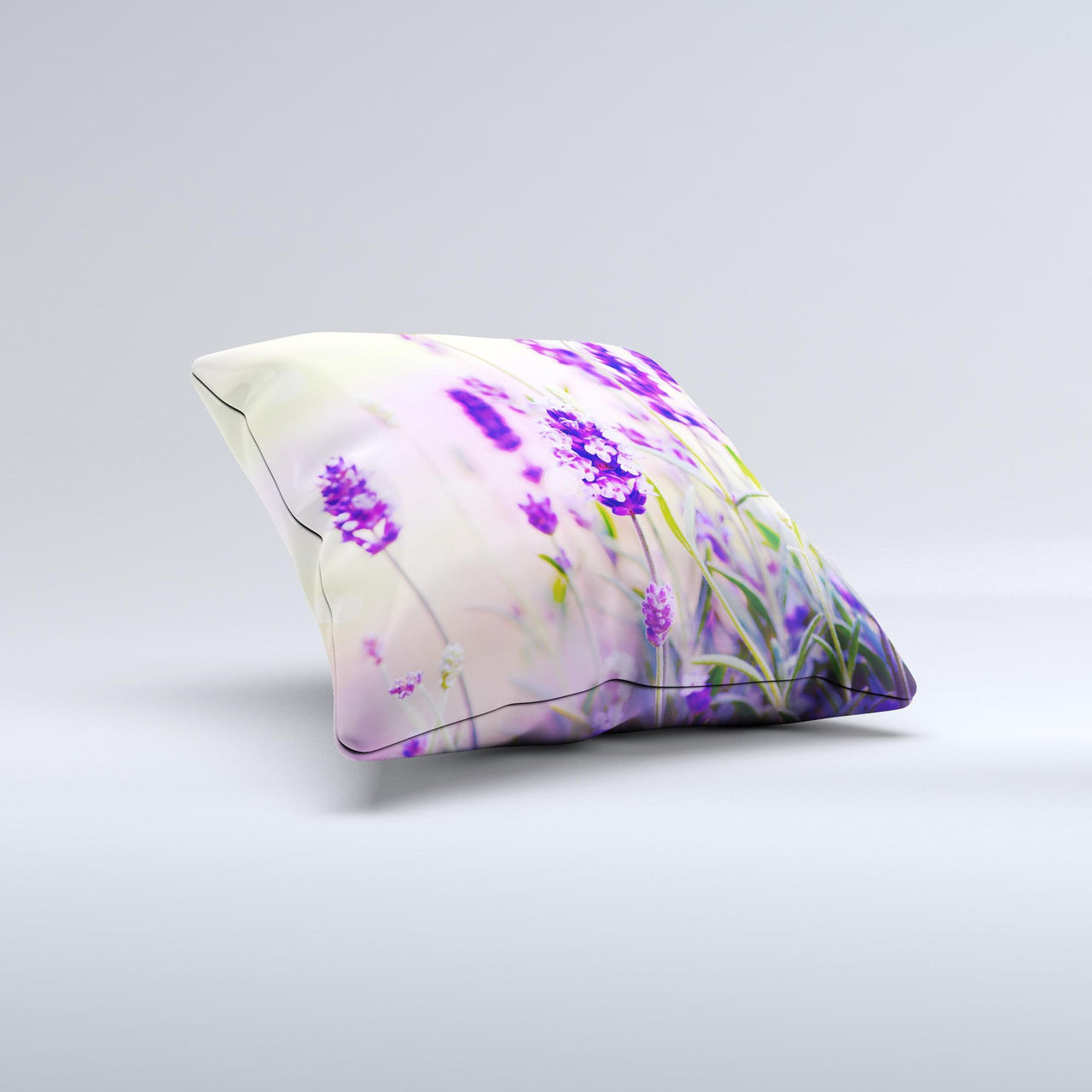 Lavender Flower Bed ink-Fuzed Decorative Throw Pillow