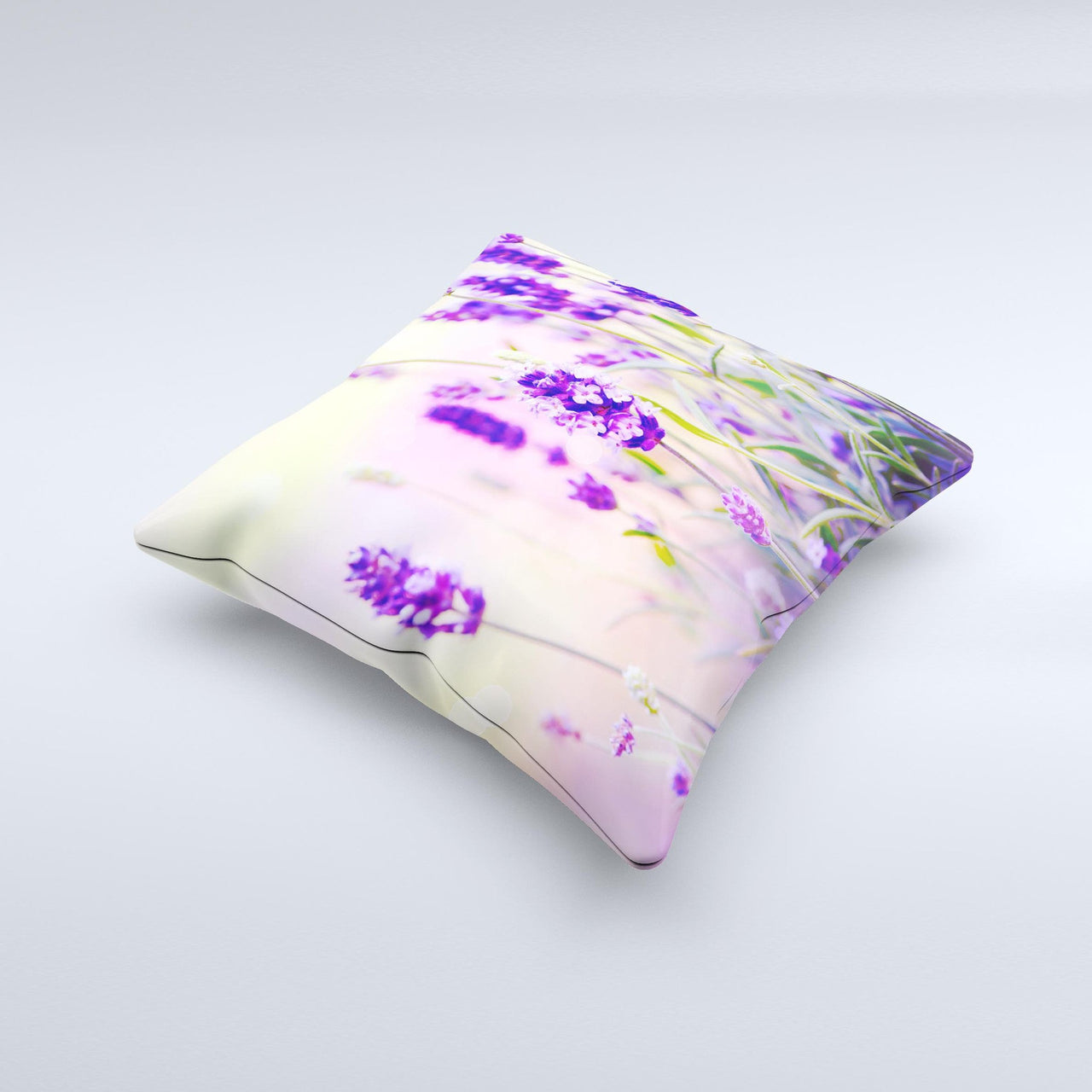 Lavender Flower Bed ink-Fuzed Decorative Throw Pillow