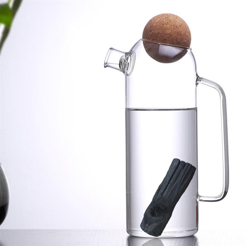 Designer glass filter carafe + 1 organic vegetable charcoal