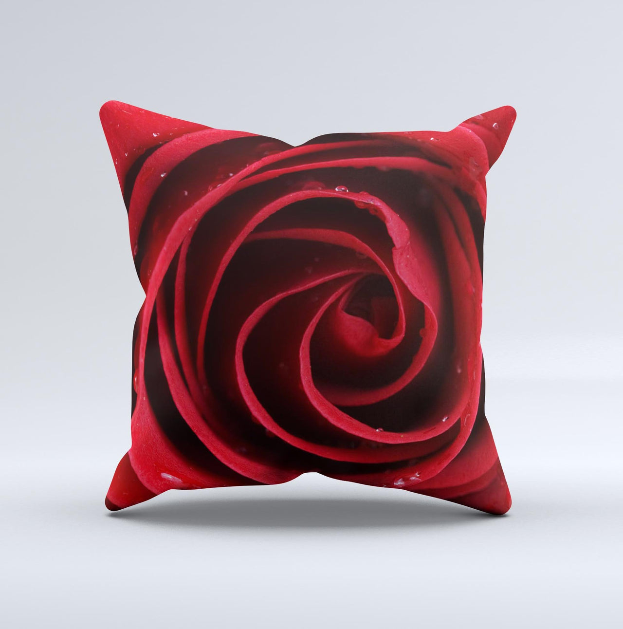 Layered Red Rose Ink-Fuzed Decorative Throw Pillow