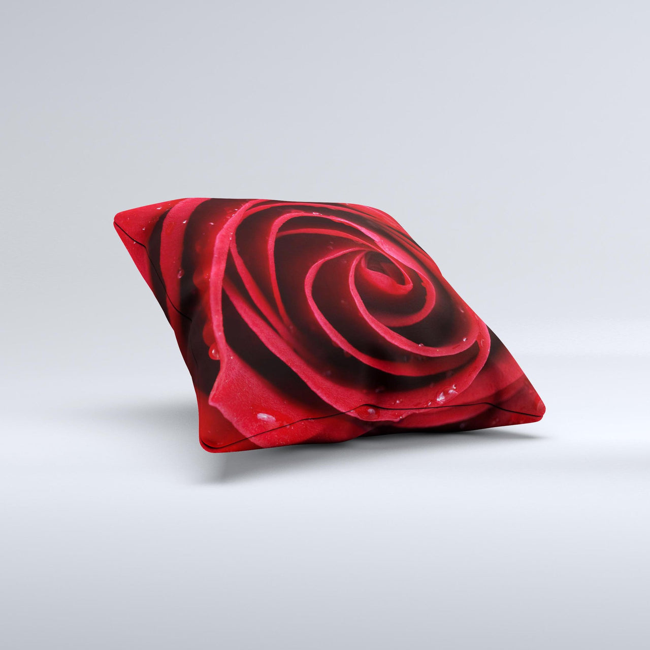 Layered Red Rose Ink-Fuzed Decorative Throw Pillow