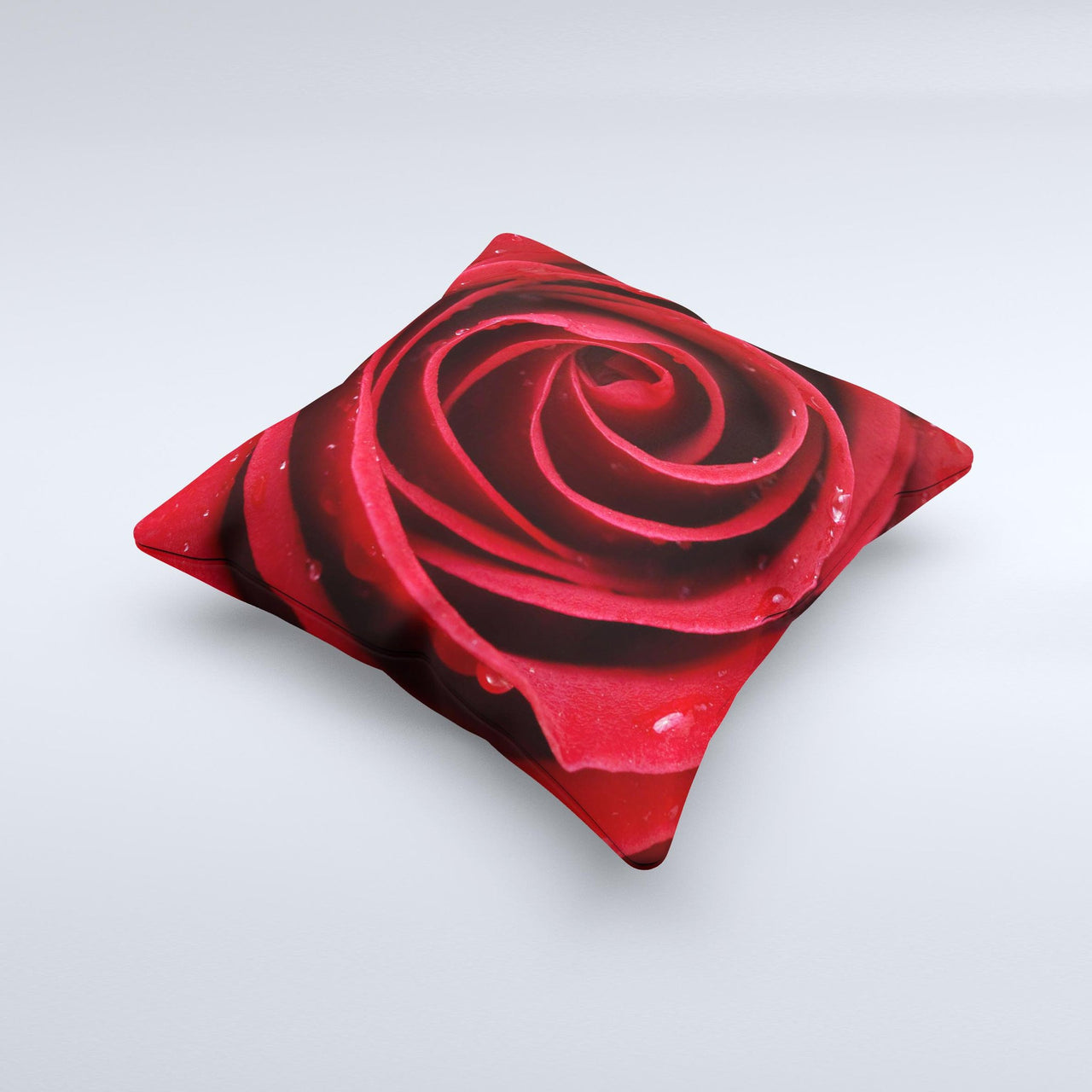 Layered Red Rose Ink-Fuzed Decorative Throw Pillow