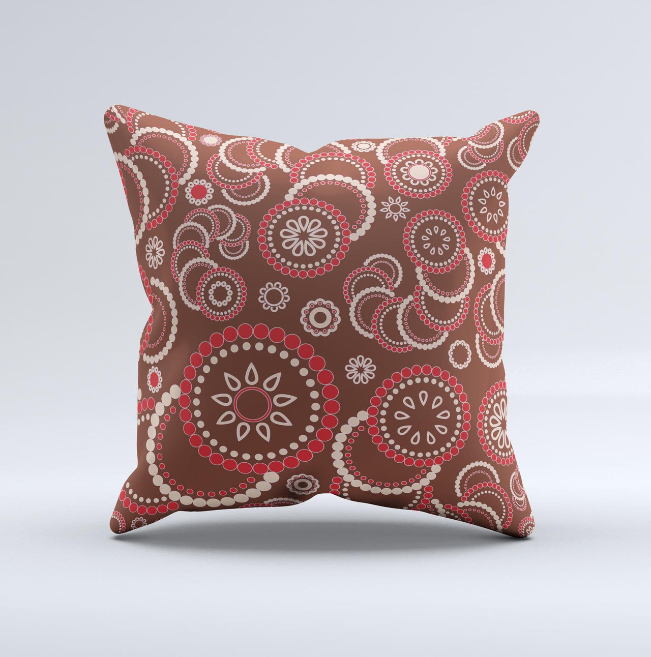 Red & Brown Creative Flower Pattern  Ink-Fuzed Decorative Throw Pillow