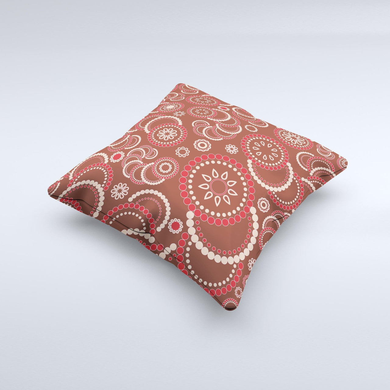 Red & Brown Creative Flower Pattern  Ink-Fuzed Decorative Throw Pillow