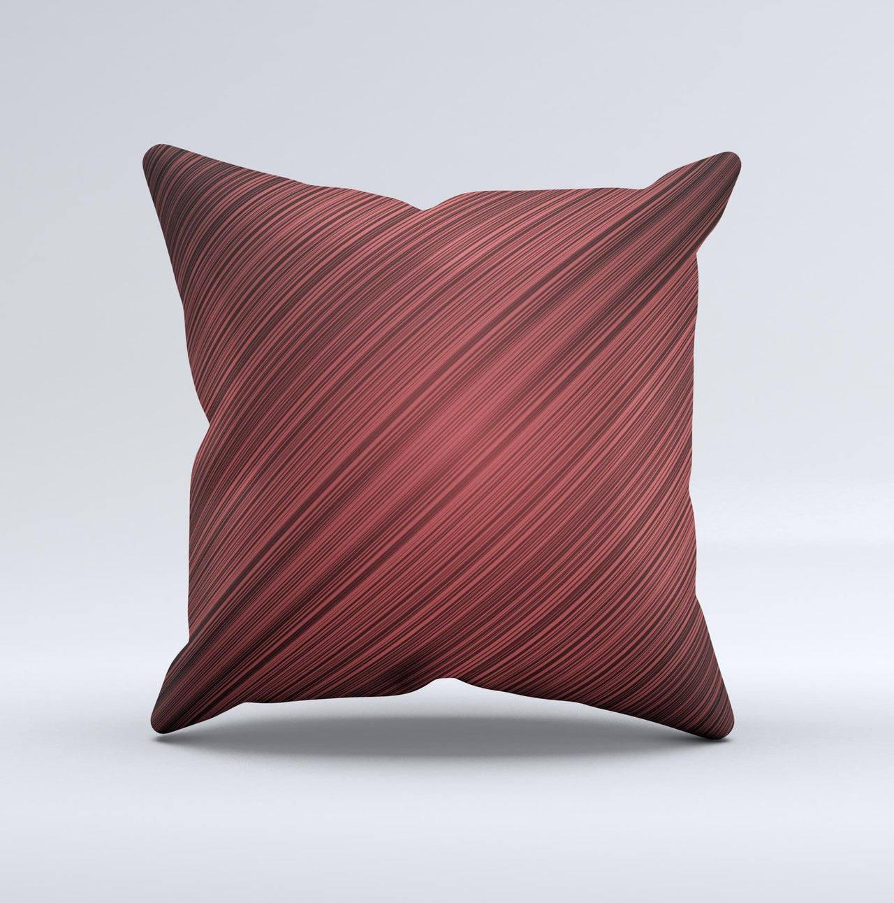Red Diagonal Thin HD Stripes  Ink-Fuzed Decorative Throw Pillow