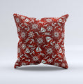 Red Nautica Collage Ink-Fuzed Decorative Throw Pillow