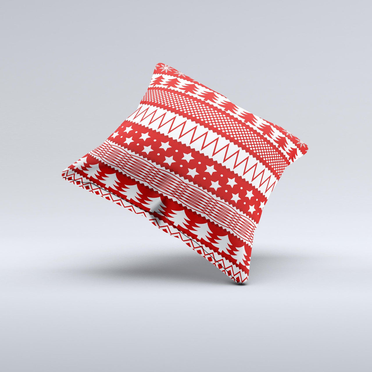 Red and White Christmas Pattern  Ink-Fuzed Decorative Throw Pillow