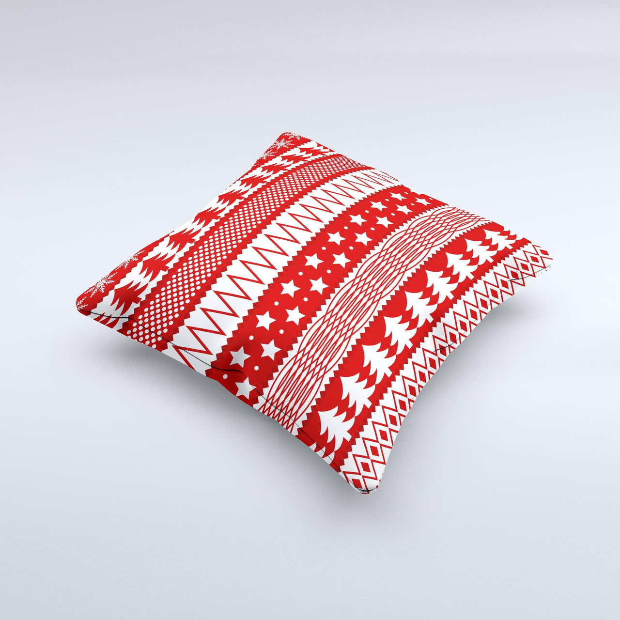 Red and White Christmas Pattern  Ink-Fuzed Decorative Throw Pillow