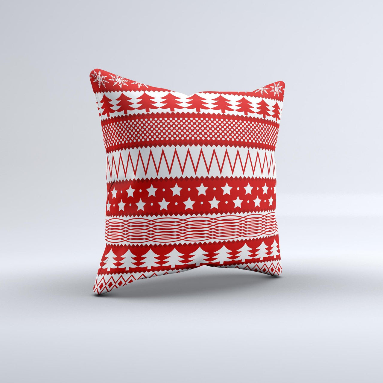 Red and White Christmas Pattern  Ink-Fuzed Decorative Throw Pillow