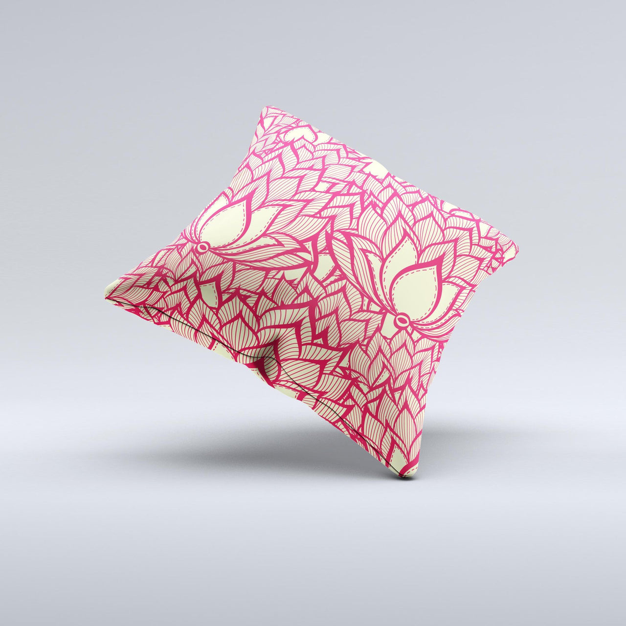 Sketched Red and Yellow Flowers  Ink-Fuzed Decorative Throw Pillow