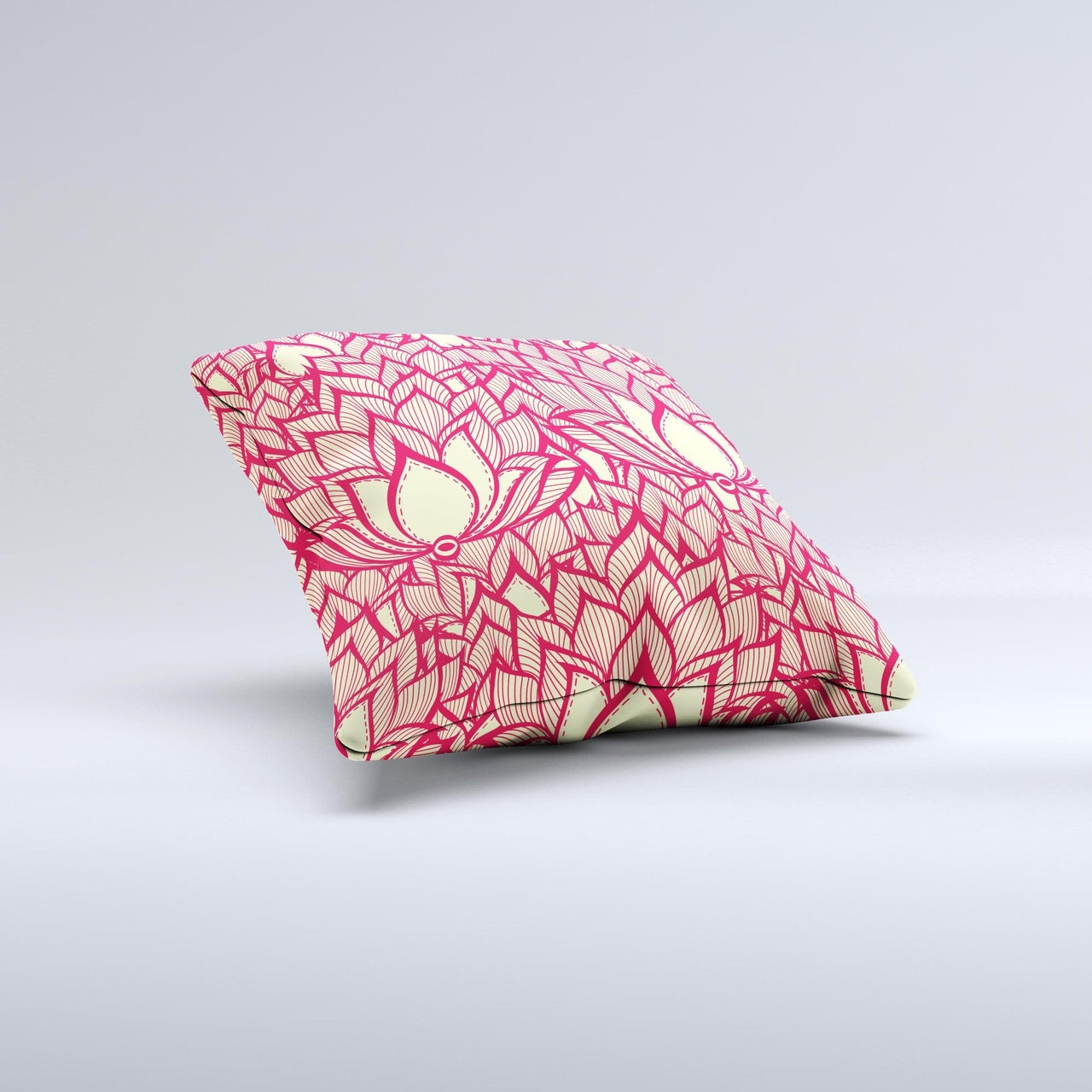 Sketched Red and Yellow Flowers  Ink-Fuzed Decorative Throw Pillow