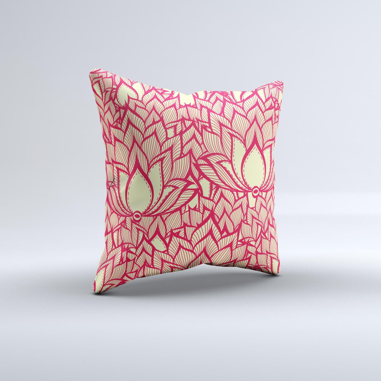 Sketched Red and Yellow Flowers  Ink-Fuzed Decorative Throw Pillow