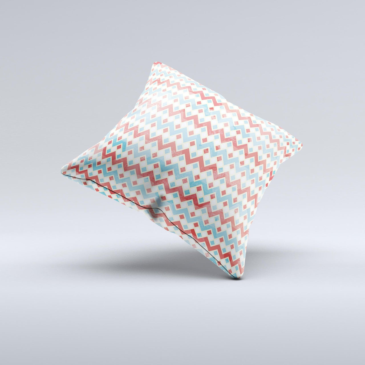 Vintage Red & Blue Chevron Pattern  Ink-Fuzed Decorative Throw Pillow